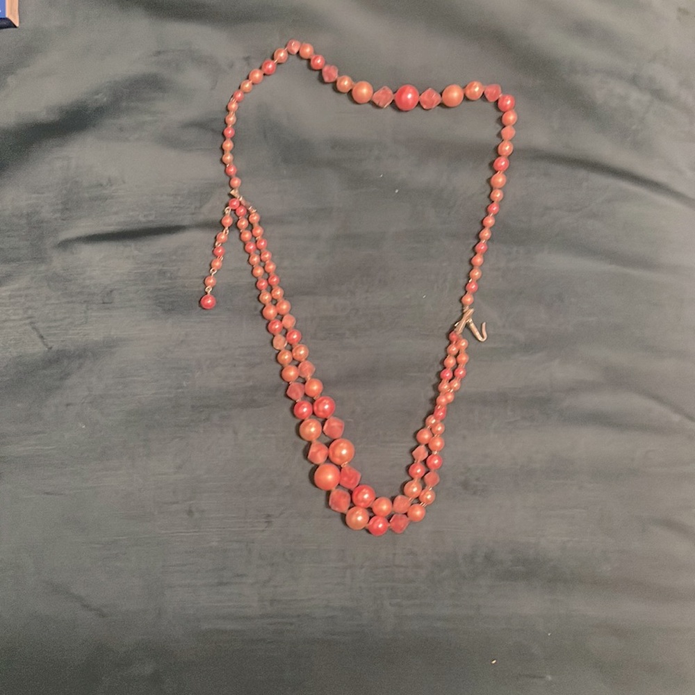 Vintage Pink Pearl Wrap Necklace